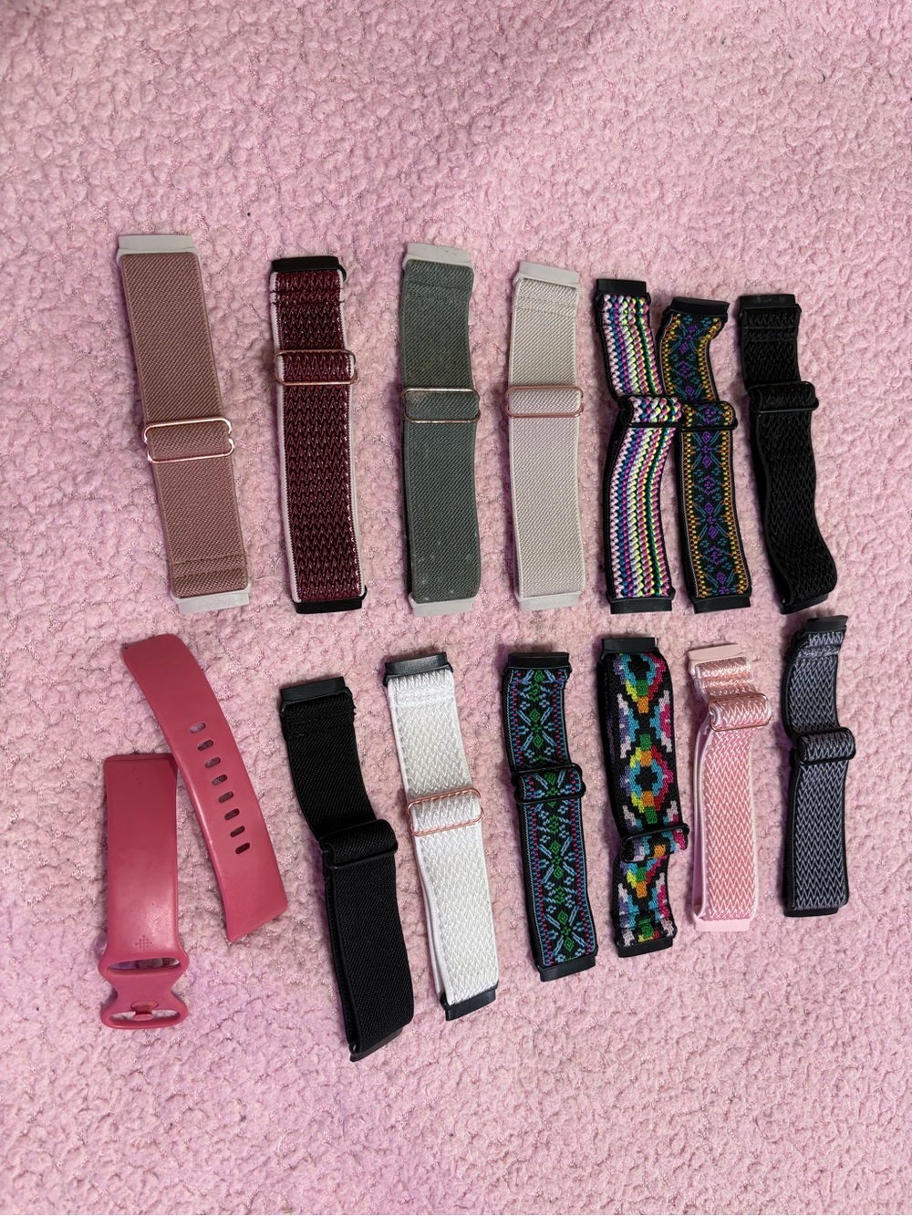 Interchangeable Pink and Multicolor Fitbit versa 4 Band Set